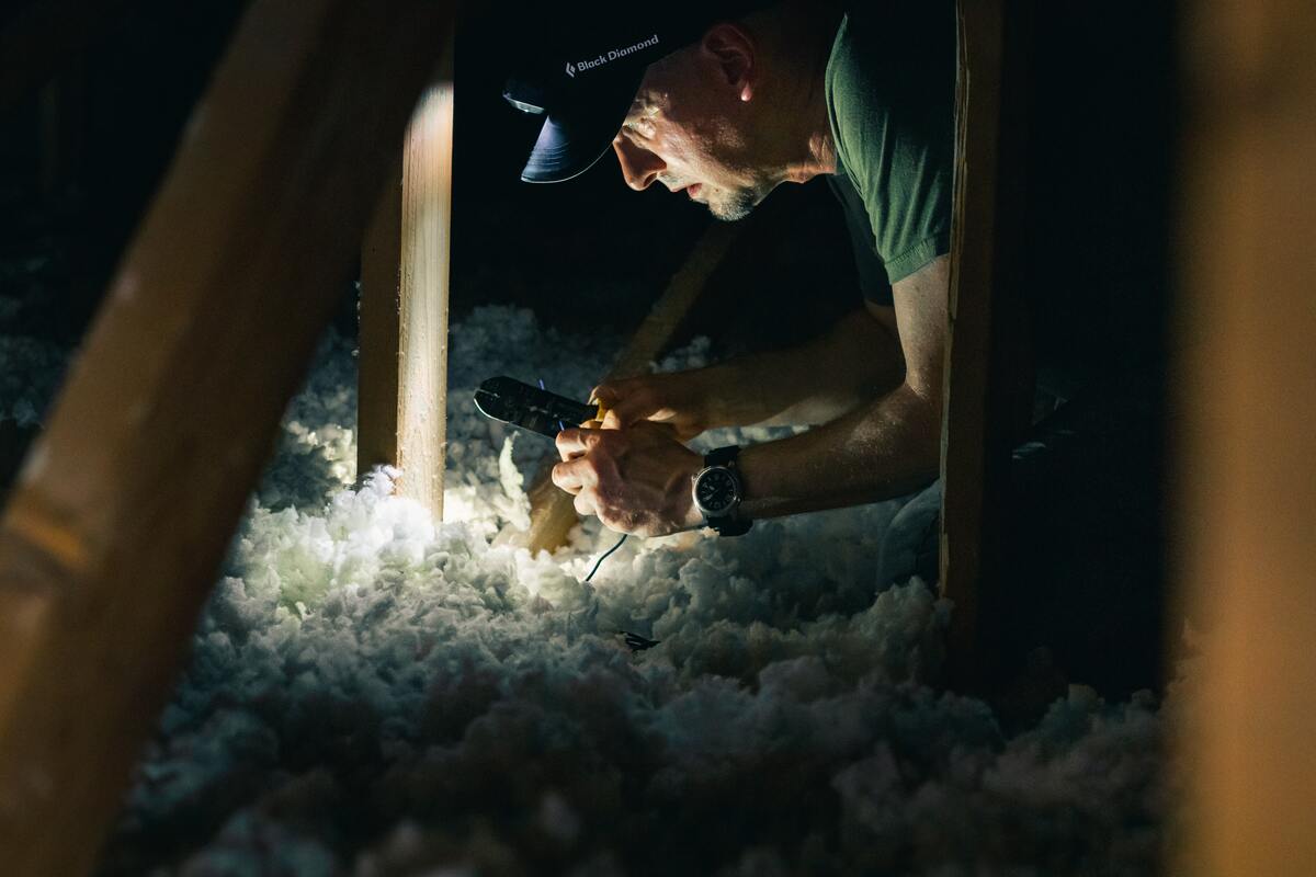 Installing insulation in house